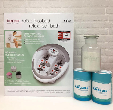 保溫按摩沐足盆加鹼性礦物沐浴粉一瓶 Relax Foot Bath with one canister Rayosole Plus
