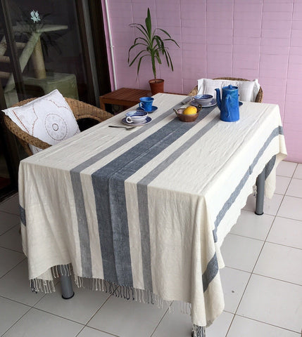 非洲全棉長方檯布 (灰藍) Ethiopian Gondar Grey Blue Table Cloth (Large)